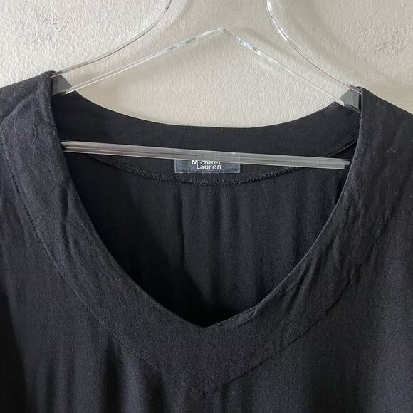 Michael Lauren V Neck Bell Sleeve Black Long Sleeve Top size medium‎ NWT - Picture 3 of 10